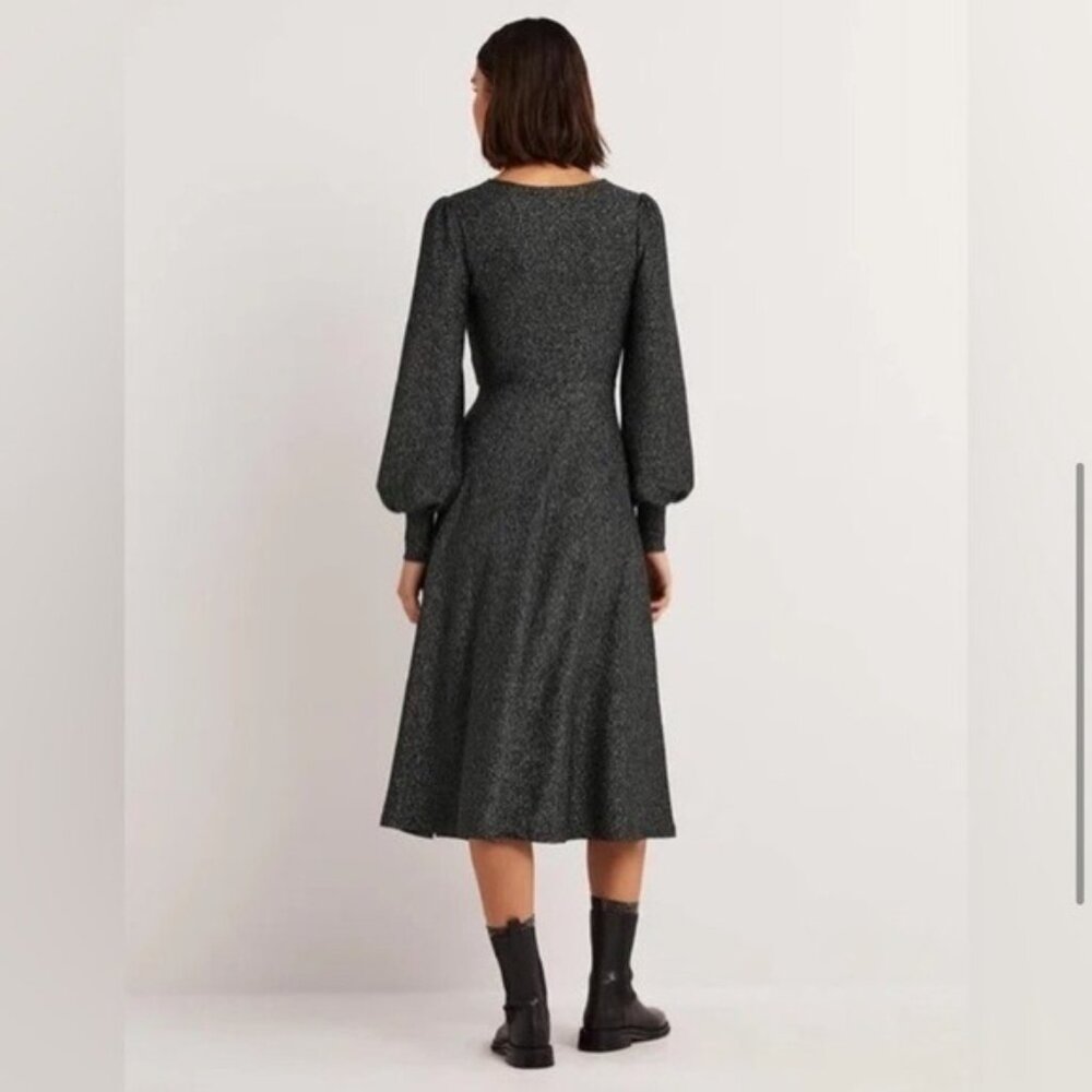 NWT Boden Black Silver Metallic Midi Dress - Picture 8 of 8
